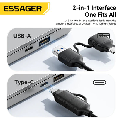 Essager 2-in-1 SATA to USB 3.0/Type-C Adapter – 2.5" HDD & SSD Hard Drive Converter Cable for Fast Data Transfer Disk Enclosure Tool
