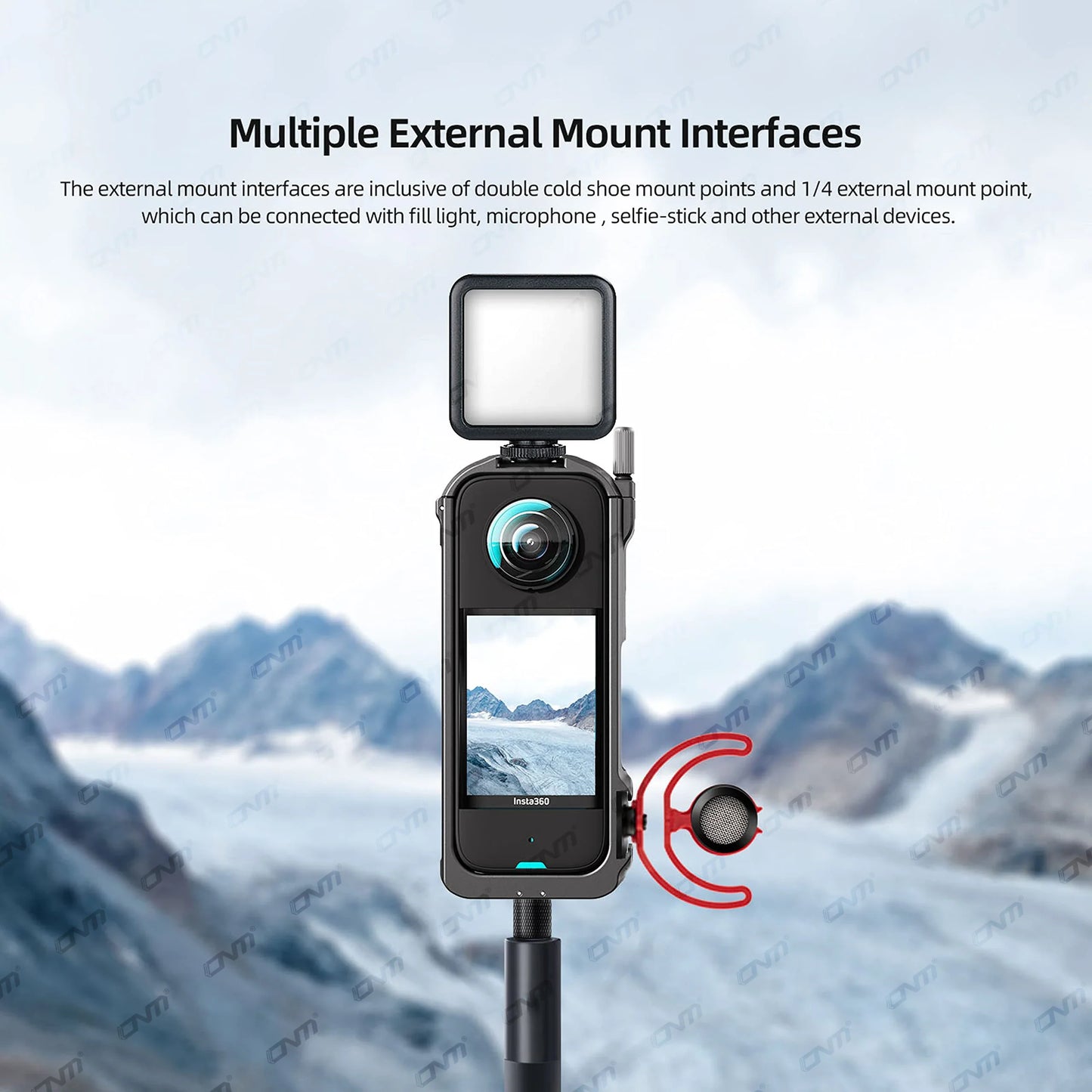 Aluminum Protective Frame for Insta360 X4 - Metal Durable Housing Cage with Cold Shoe Mount, Camera Accessories