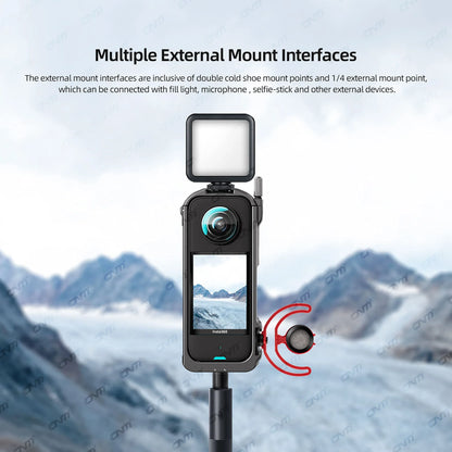 Aluminum Protective Frame for Insta360 X4 - Metal Durable Housing Cage with Cold Shoe Mount, Camera Accessories