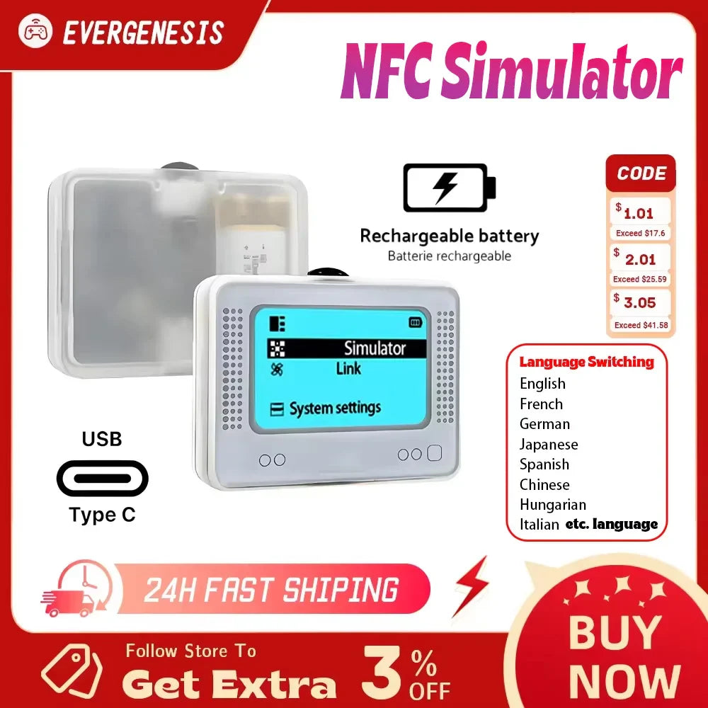 Rechargeable Intelligent NFC Emulator & Writer – Universal Simulator for Switch, Switch 2, Wii U, 3DS (Kingdom Tears & Breath of the Wild)