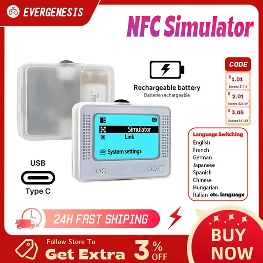 Rechargeable Intelligent NFC Emulator & Writer – Universal Simulator for Switch, Switch 2, Wii U, 3DS (Kingdom Tears & Breath of the Wild)