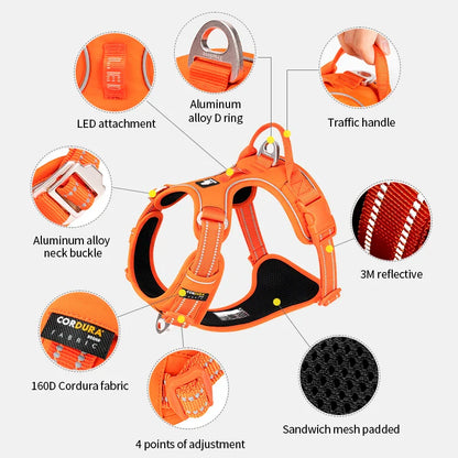 TRUE LOVE TLH5654 Reflective No-Pull Adjustable Nylon Dog Harness Step-In Comfortable Control Pet Walking Harness