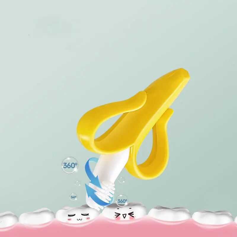 Banana Shape Baby Silicone Teether & Training Toothbrush – BPA Free Safe Chew Ring for Infant Dental Care