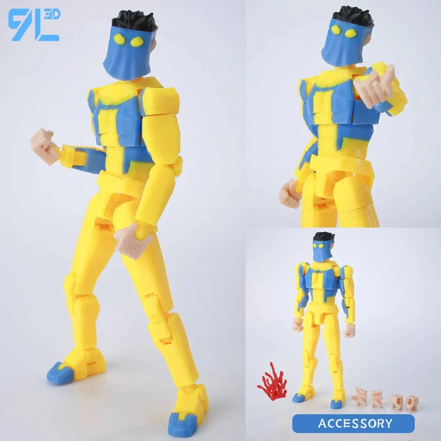 9L3D Lucky 13 Invincible Boy Action Figure – 3D Printed Multi-Jointed Poseable Anime Collectible Model Toy Gift