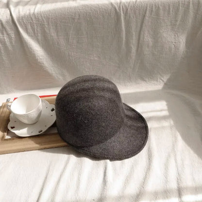 Winter Fedora Hat for Women - Korean Flat Top, Wool, British Casual Style in Navy, Black, Gray, Khaki, High Quality Equestrian Fashion