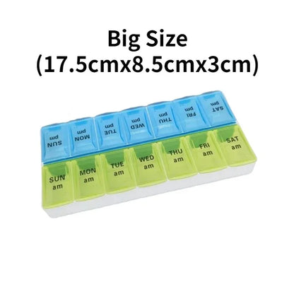 Weekly Travel Pill Organizer Box – 7-Day Portable Medicine & Vitamin Storage with 14 Grid Compartments