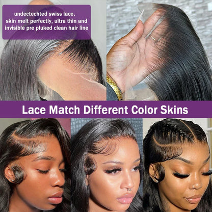 250% High Density Body Wave Lace Frontal Wig – 13x6 HD Transparent Human Hair, 30-40 Inch, Pre-Plucked for Women