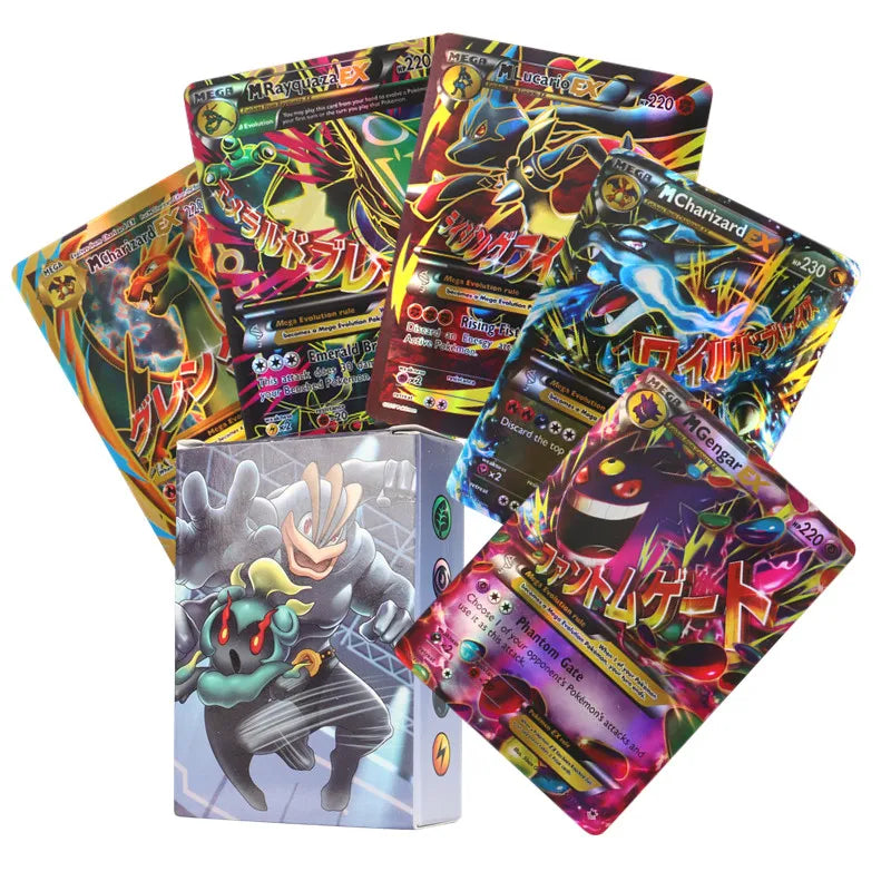 60/100PCS English Pokémon Shining Trading Cards Set – MEGA GX VMAX VSTAR EX Collection Cards for Kids Gift & Play