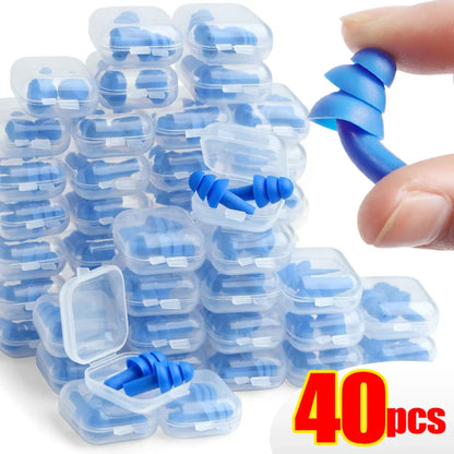20/1Pair Silicone Earplugs — Noise Cancelling, Reusable, Waterproof Sleeping & Swimming Ear Plugs with Case