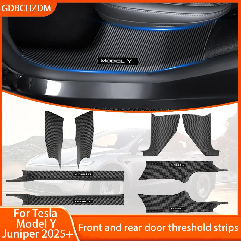 Tesla Model Y Juniper 2025+ Door Threshold Strips – ABS Anti-Scratch & Dirt-Resistant Interior Accessories for Front & Rear Doors