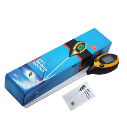 4 in 1 Soil Instrument - Illuminance, pH, Temperature & Humidity Test Detector with Digital Display and Backlight