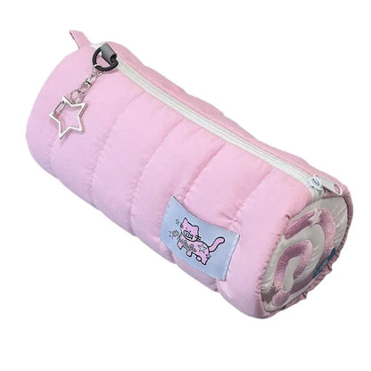 Large Capacity Pink Pencil Case - Soft Touch Pen Bag Stationery Storage Organizer for Students & Gifts