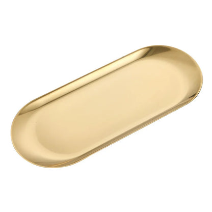 Stainless Steel Gold Dining Plate - Elegant Dessert, Nut, Fruit, and Cake Tray for Snacks and Western Steak Dining