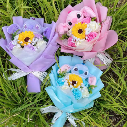 Disney Stitch Plush Bouquet – Super Soft Stuffed Doll Gift for Christmas, Birthday, Valentine & Graduation