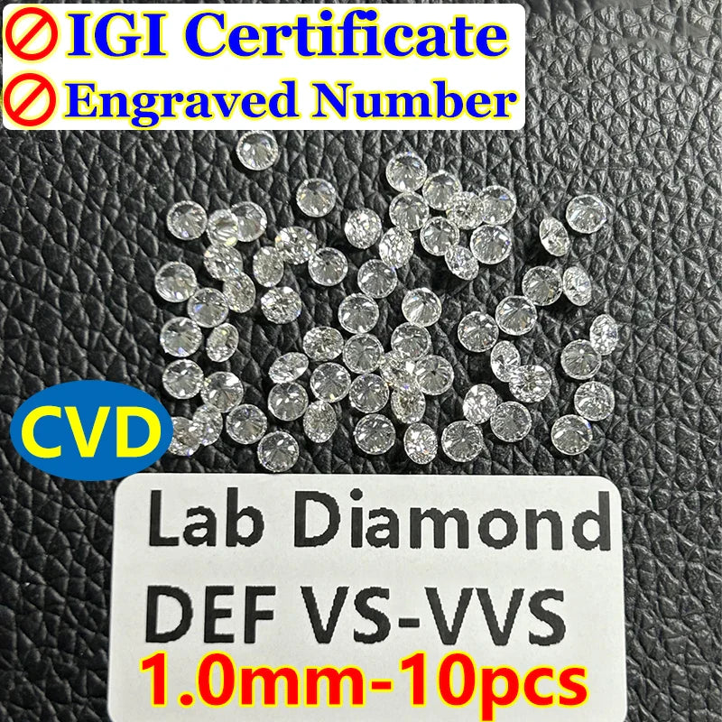 0.1–5CT Super White Lab-Grown Diamond Loose — IGI/GIA Certified, HPHT & CVD, DEFG VVS-SI, Diamond Tester Approved for Wedding Jewelry