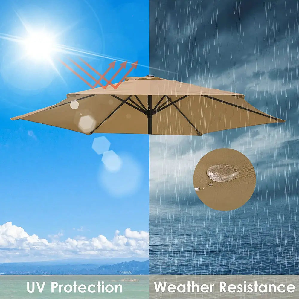 Umbrella Replacement Canopy 6/8 Ribs – Waterproof Patio Parasol Cover for 7.5/9/10ft Outdoor Beach & Garden (No Stand)