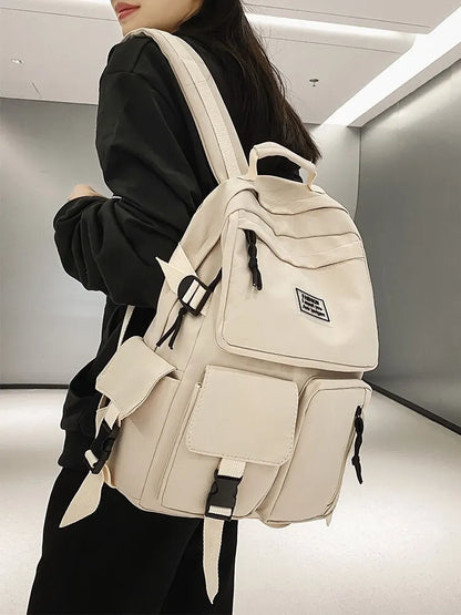 Multi-Pocket Nylon Backpack — Large-Capacity School & Computer Bag for Men & Women