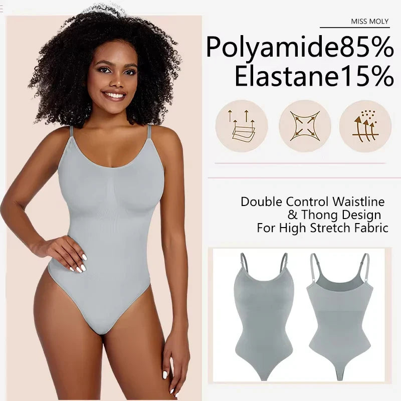 Women’s Full Body Shapewear Bodysuit – Smoothing Thong Body Shaper Sculpting Slimming Underwear