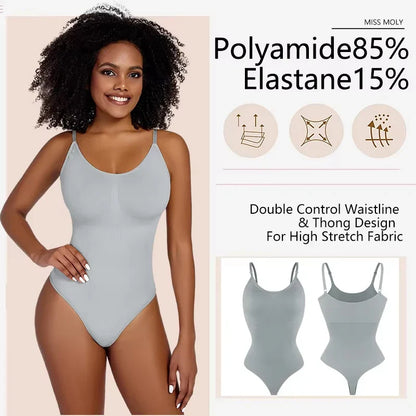 Women’s Full Body Shapewear Bodysuit – Smoothing Thong Body Shaper Sculpting Slimming Underwear
