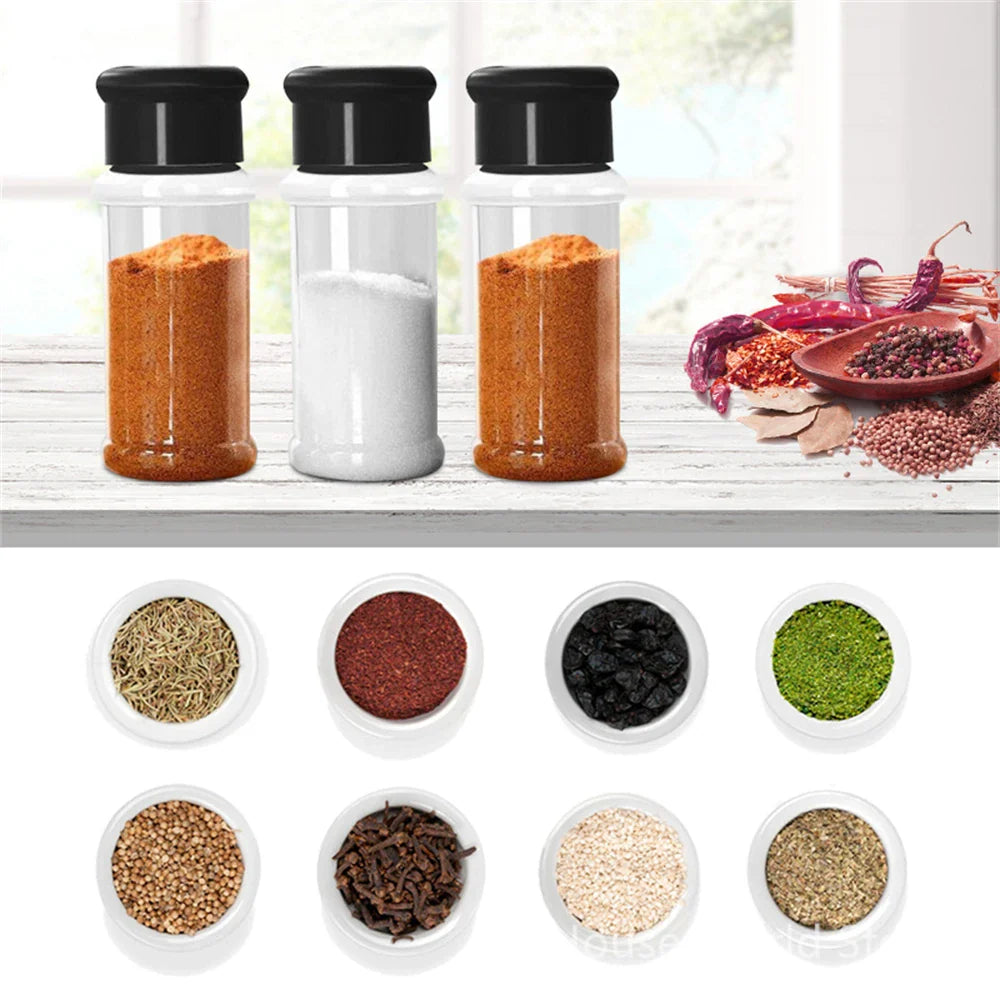 Spice Organizer Jars Set: Salt and Pepper Shaker Seasoning Jar - Plastic Barbecue Condiment Kitchen Gadget Tool (5/10/15/20PC)
