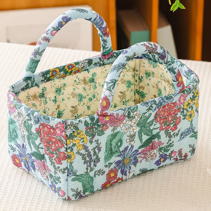 Thickened Cotton Fabric Storage Basket – Small Size Home Organizer for Cosmetics, Toys & Snacks, Household Cloth Storage Bin