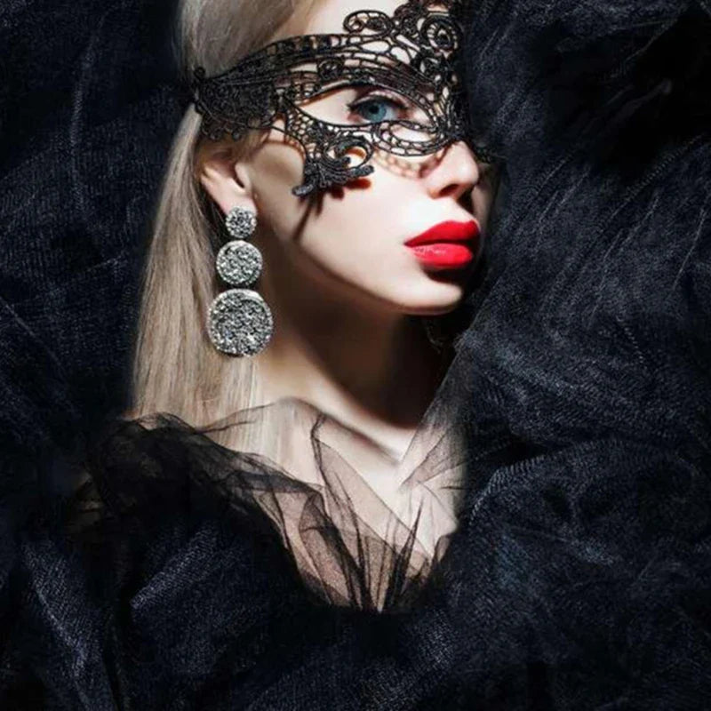 Black Queen Lace Mask — Embroidered Applique Masquerade Mask for Women, Party, Carnival, Wedding & Halloween Accessories