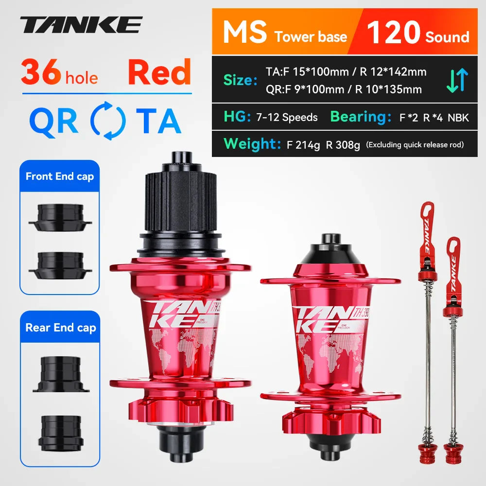 TANKE 120 Click MTB Hub – 6-Bearing Front & Rear Bicycle Hub for 7-12 Speed, 28/32/36 Holes, Disc Brake