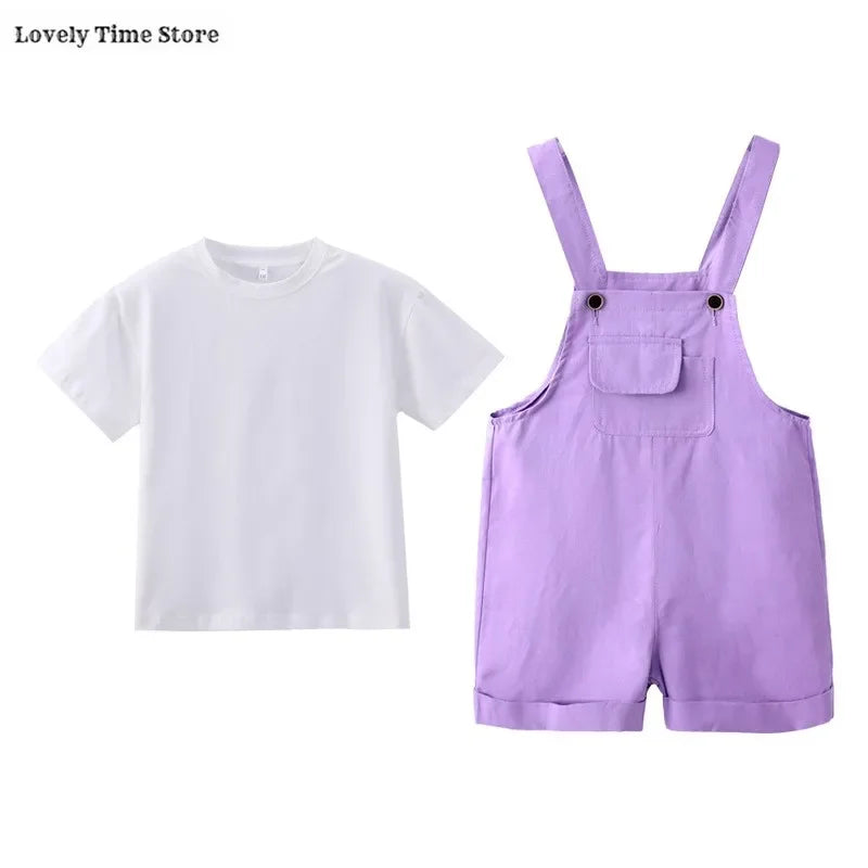Kids Hip Hop Candy Color Overalls – Girls & Boys Suspender Shorts Jumpsuit Romper Streetwear