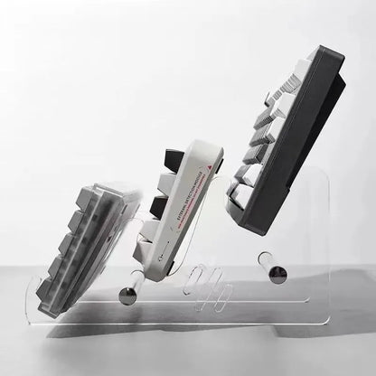 Transparent Acrylic Mechanical Keyboard Display Stand – Computer Keyboard Holder Layer Rack & Storage Tray for Desk Organization