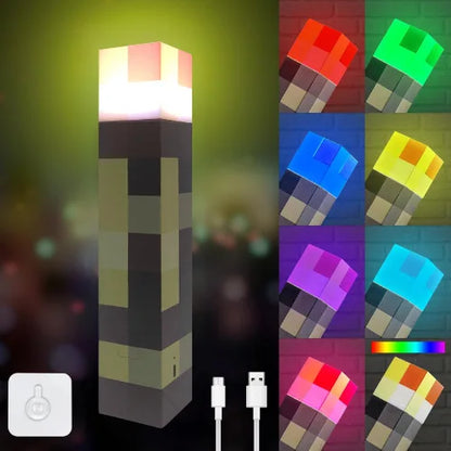 MC Game LED Creeper Night Lamp – Creative Block Button Light for Bedroom, Desk, and Bedside Decoration
