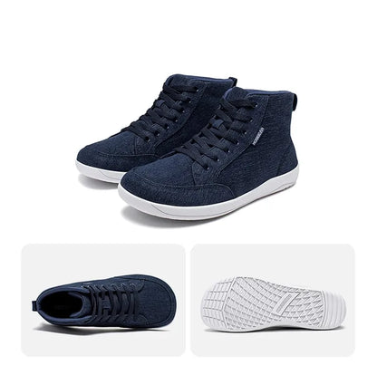 HOBIBEAR Mid-Top Barefoot Shoes – Unisex Wide Toe Canvas Sneakers for Walking & Outdoor