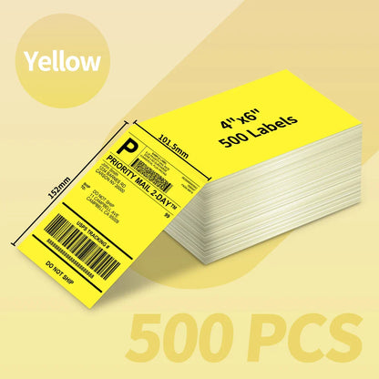 Phomemo 4x6 Thermal Shipping Labels – 500PCS Purple Fanfold Direct Thermal Labels, BPA-Free for Mailing Printer