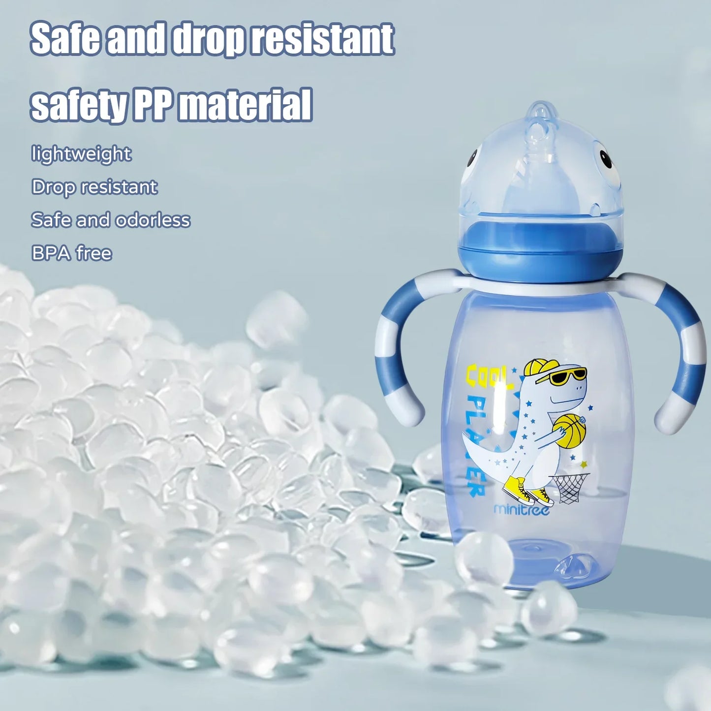 Baby Dinosaur Silicone Nipple Bottle – Imitation Breastfeeding with Straw Handle for Baby Boy & Girl