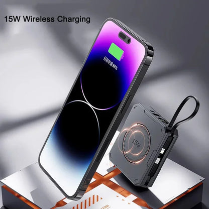 10000mAh Magnetic Wireless Power Bank - 22.5W Fast Charging, Portable Mini External Battery Charger with Cable for Xiaomi