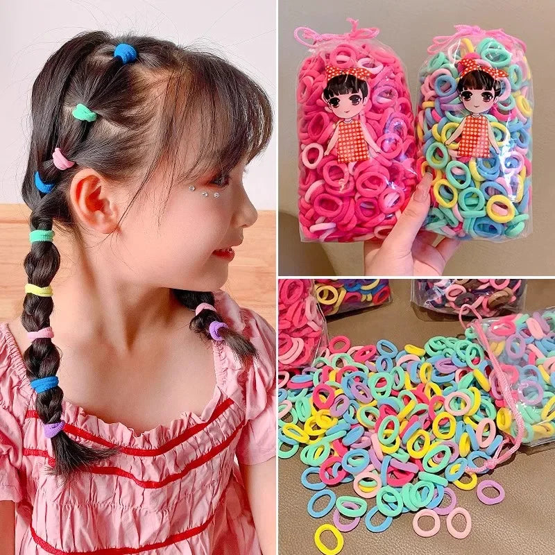 100/200PCS Colorful Nylon Elastic Hair Bands – Small Ponytail Holders for Women & Girls Hair Accessories