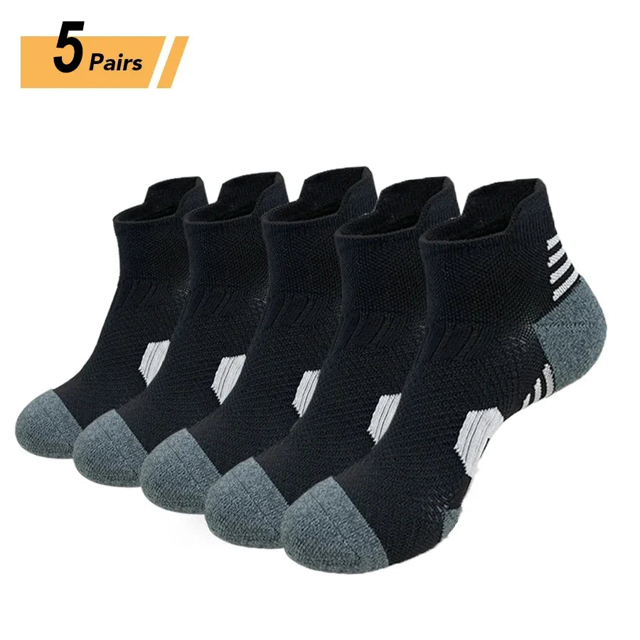 3 Pairs Professional Sports Socks – Non-Slip Towel Bottom Running Socks for Men & Women, Breathable Quick-Dry Basketball Training Ankle Sox