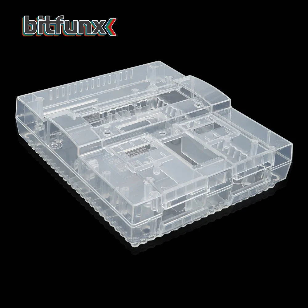 Bitfunx SNES Replacement Shell – Transparent Black Case for Nintendo SNES SFC US Version Retro Gaming Console