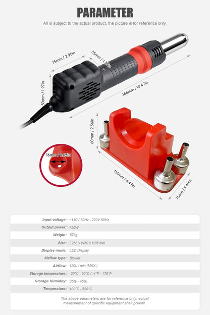 JCD Micro Hot Air Gun 8208 – 750W Soldering & Welding Rework Station, LCD Display All-in-One Heat Gun for BGA & IC Soldering
