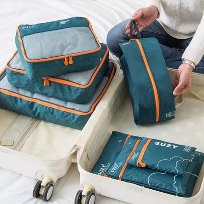 7/6-Piece Travel Organizer Storage Bags Set - Portable Luggage Organizer for Clothes, Shoes, and Packing Tidy Pouches