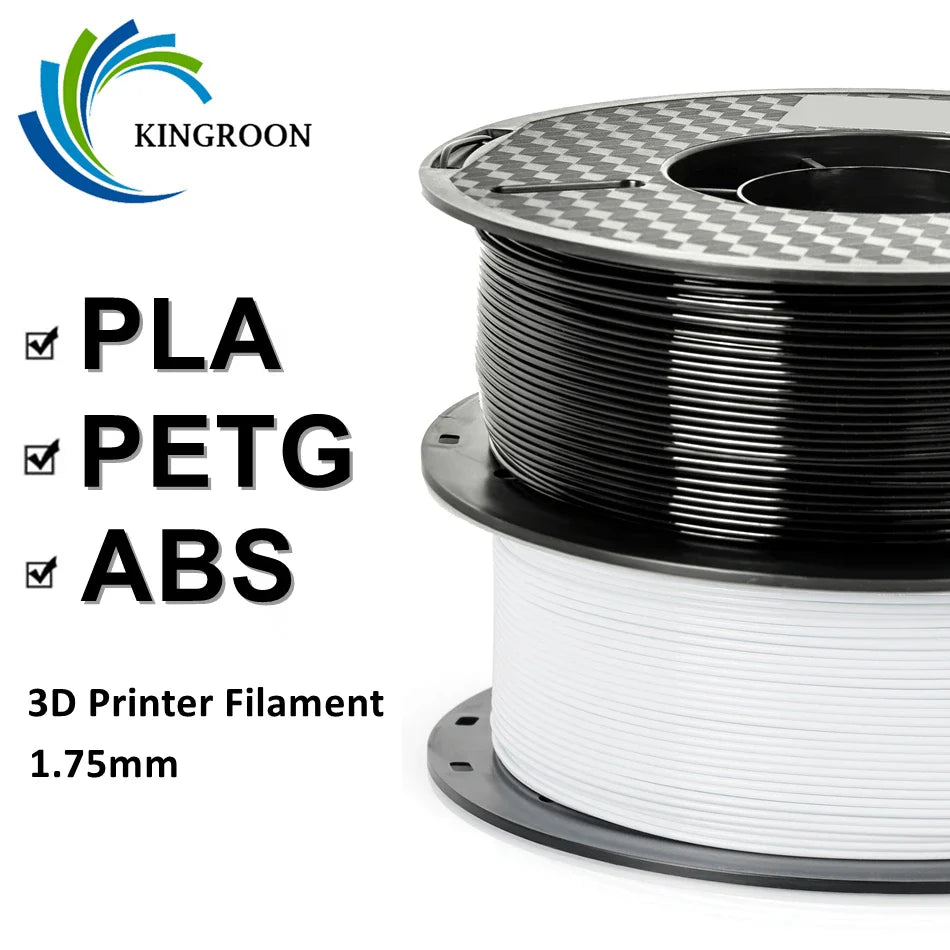 KINGROON 10KG PLA/ABS/PETG Filament 1.75mm – 10 Rolls Black, White, Gray for 3D Printing