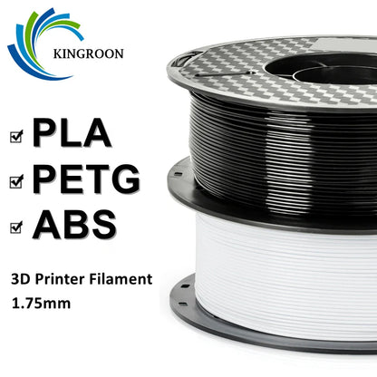 KINGROON 10KG PLA/ABS/PETG Filament 1.75mm – 10 Rolls Black, White, Gray for 3D Printing