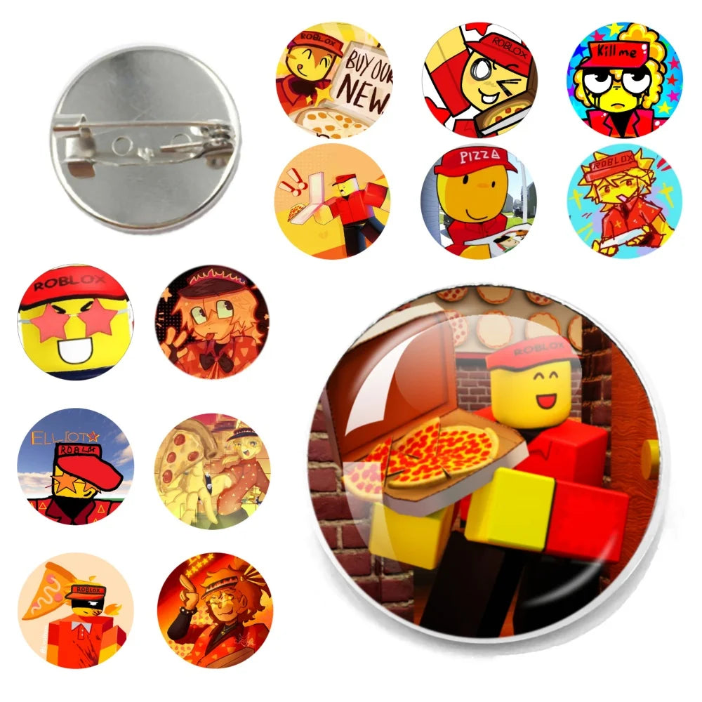 Pizza Character Elliot Game Forsaken Pin Brooch – Funny Meme Backpack Accessory for Friends & Fans Gifts