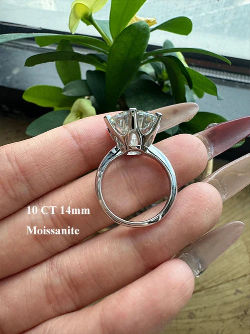 EWYA GRA Certified D Color Moissanite Solitaire Engagement Ring 0.5–10CT — 925 Sterling Silver Bridal Wedding Band for Women