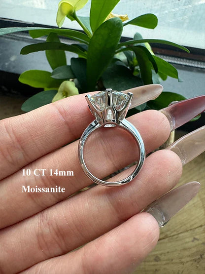 EWYA GRA Certified D Color Moissanite Solitaire Engagement Ring 0.5–10CT — 925 Sterling Silver Bridal Wedding Band for Women