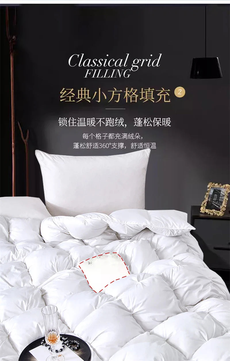 Premium White Goose Down Comforter – Winter Warm Feather Duvet, Lightweight & Cozy, Queen/King Size, Pinch Pleated 3D Design