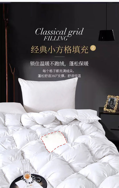Premium White Goose Down Comforter – Winter Warm Feather Duvet, Lightweight & Cozy, Queen/King Size, Pinch Pleated 3D Design
