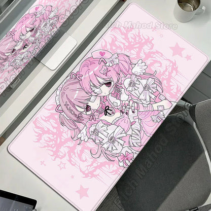 Anime Cute Angel Girl XXL Mouse Pad — Extended Gaming Desk Mat for Laptop, PC, Keyboard, Kawaii Pink Mousepad Carpet
