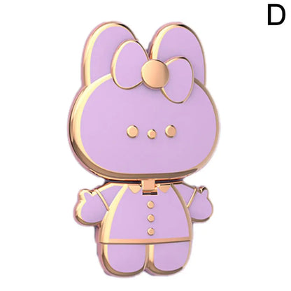 Universal Cat Mobile Phone Holder – 2-in-1 Metal Cell Phone Stand with Finger Grip & Makeup Mirror
