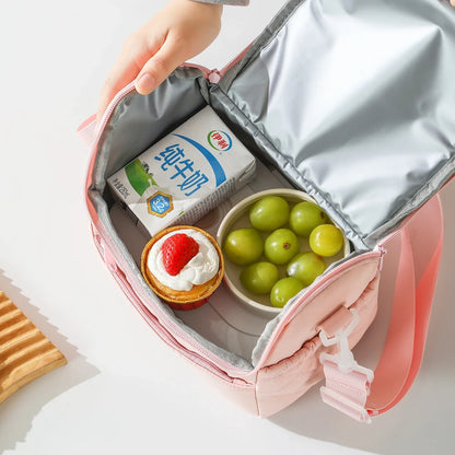 Insulated Lunch Bag - Portable Reusable Nylon Leakproof Lunch Box for Women