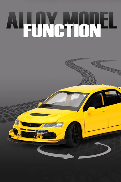 JDM 1:32 Mitsubishi Lancer Evolution IX — Diecast Metal Alloy Racing Car Model with Sound & Light, Right Rudder Gift